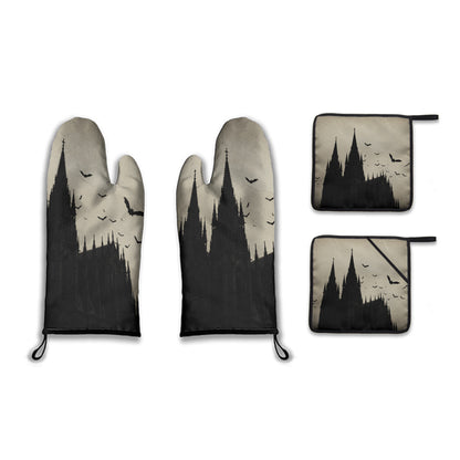 Gothic Cathedral Oven Mitt and Pot Holder Set
