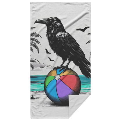 Raven_on_Beach_Ball_Towel_Main_Fold_Horizontal_Mockup.png