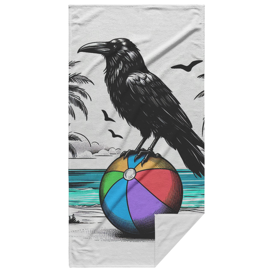 Raven_on_Beach_Ball_Towel_Main_Fold_Horizontal_Mockup.png