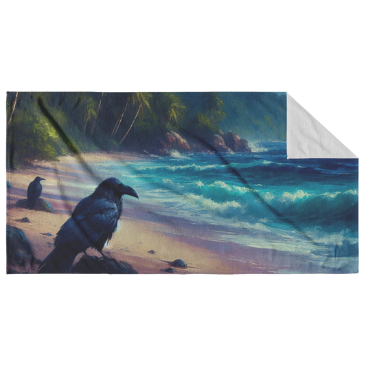 Ravens_On_Tropical_Beach_Towel_Main_Fold_Horizontal_Mockup.png