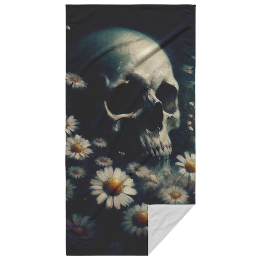 Skull_In_Daisies_Beach_Towel_Main_Fold_Horizontal_Mockup.png