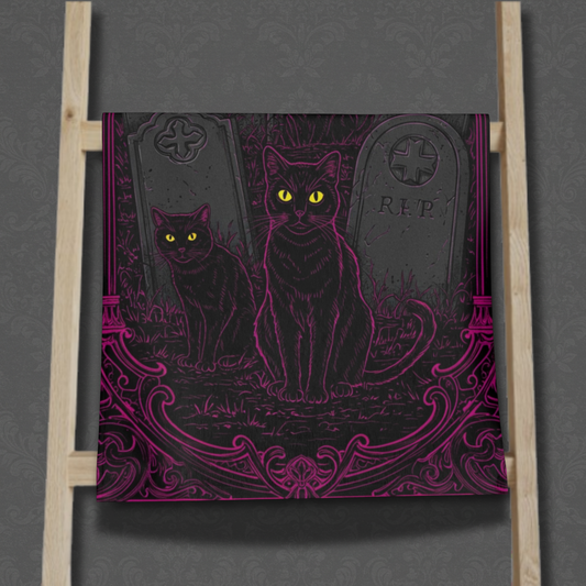 Black Cats in Graveyard Hand Towel