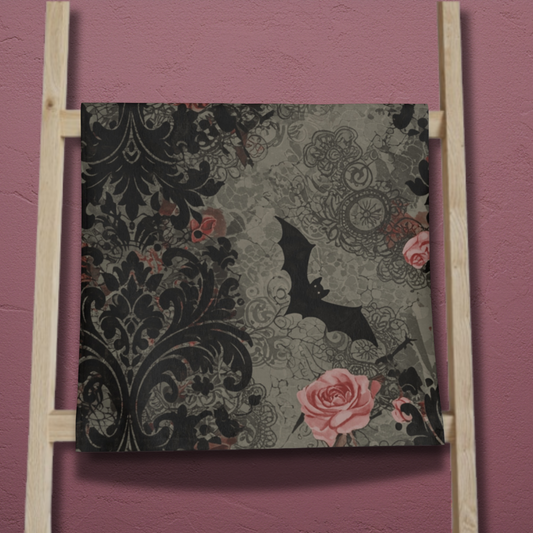 Damask Roses and Bats Hand Towel