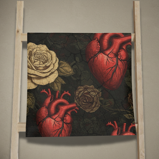 Anatomical Hearts and Roses Hand Towel