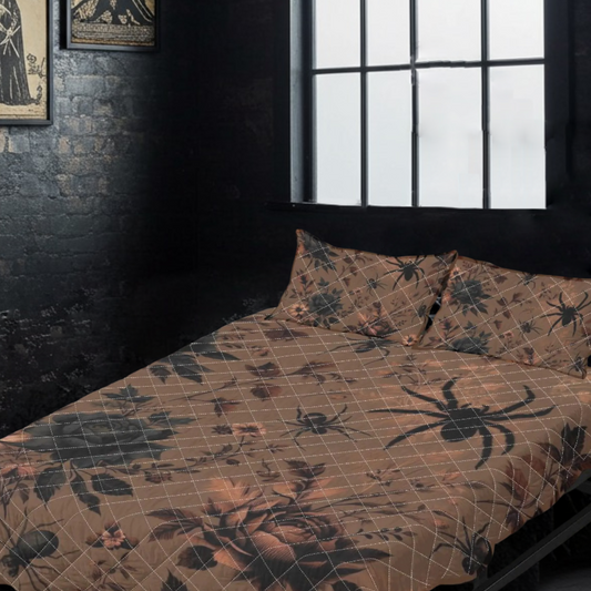 Autumn Florals and Spiders Quilt Bedding Set