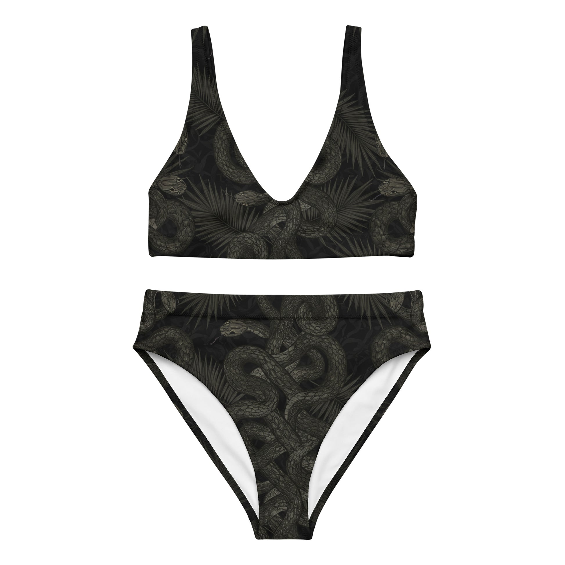gothic bikini with tangled snakes and palm leaves print