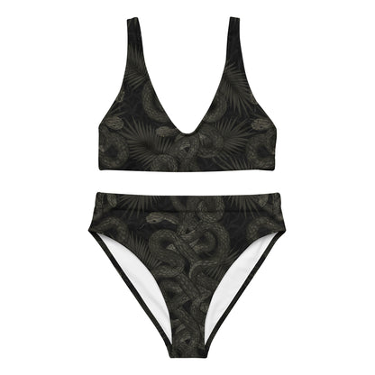 gothic bikini with tangled snakes and palm leaves print