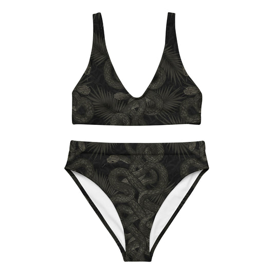 gothic bikini with tangled snakes and palm leaves print