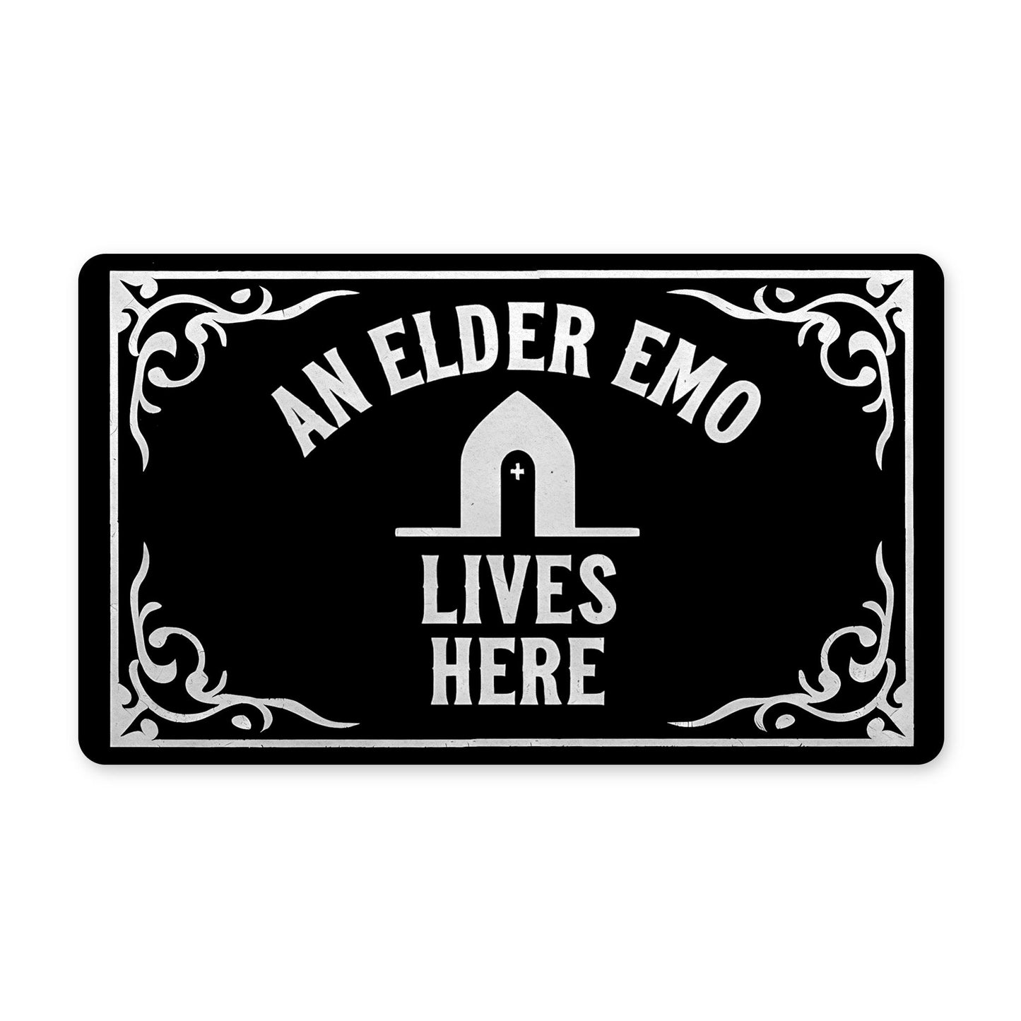 An Elder Emo Lives Here Rubber DoormatdoormatsVTZdesigns30x18Whitedoormatselder emoemo