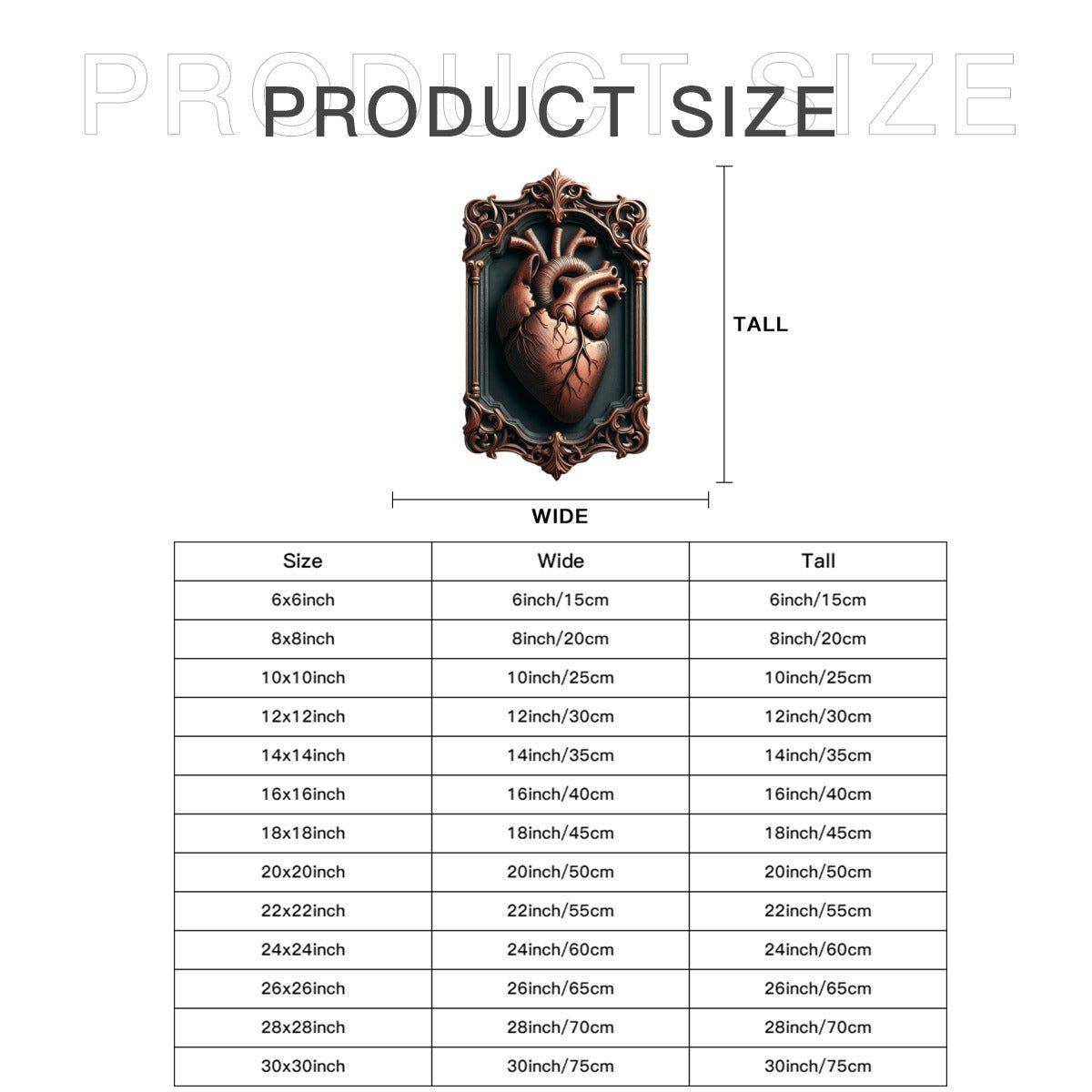 Anatomical Heart In Frame Wood SignVTZdesignsWhite16x16Inch