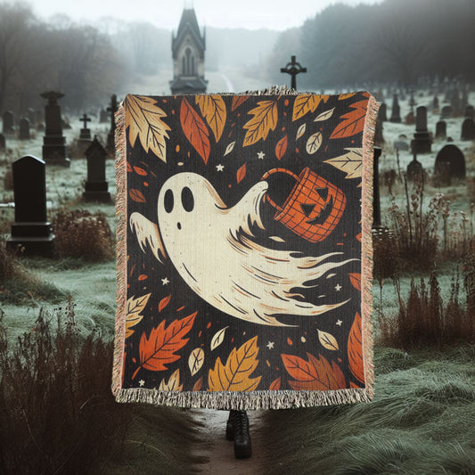 Autumn Ghost Woven Blanket Tapestry ThrowBlanketsVTZdesigns52x37 inchPhotoautumnblanketBlankets
