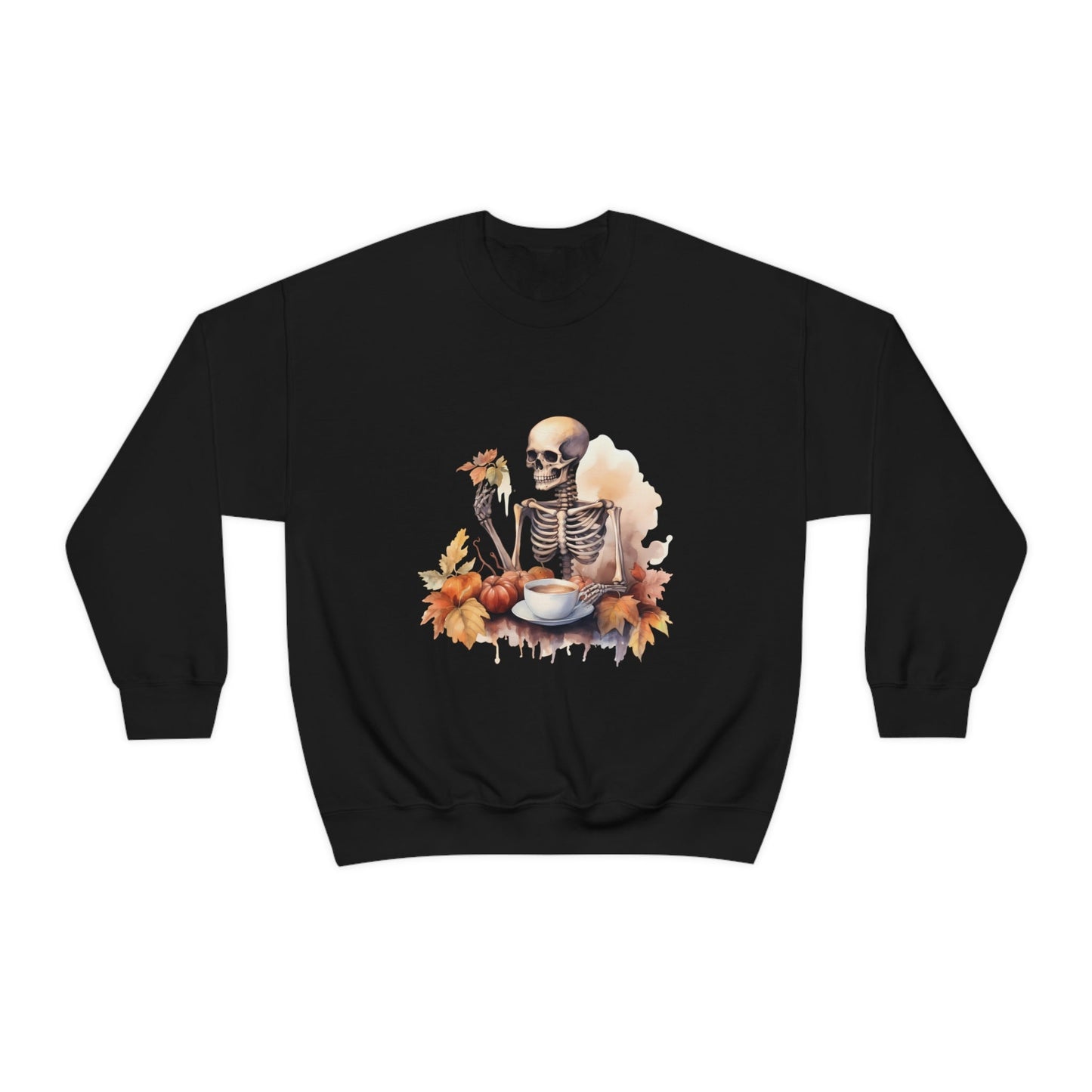 Autumn Skeleton Crewneck Sweatshirt PulloverSweatshirtVTZdesignsSBlackcoffeeCrew neckDTG