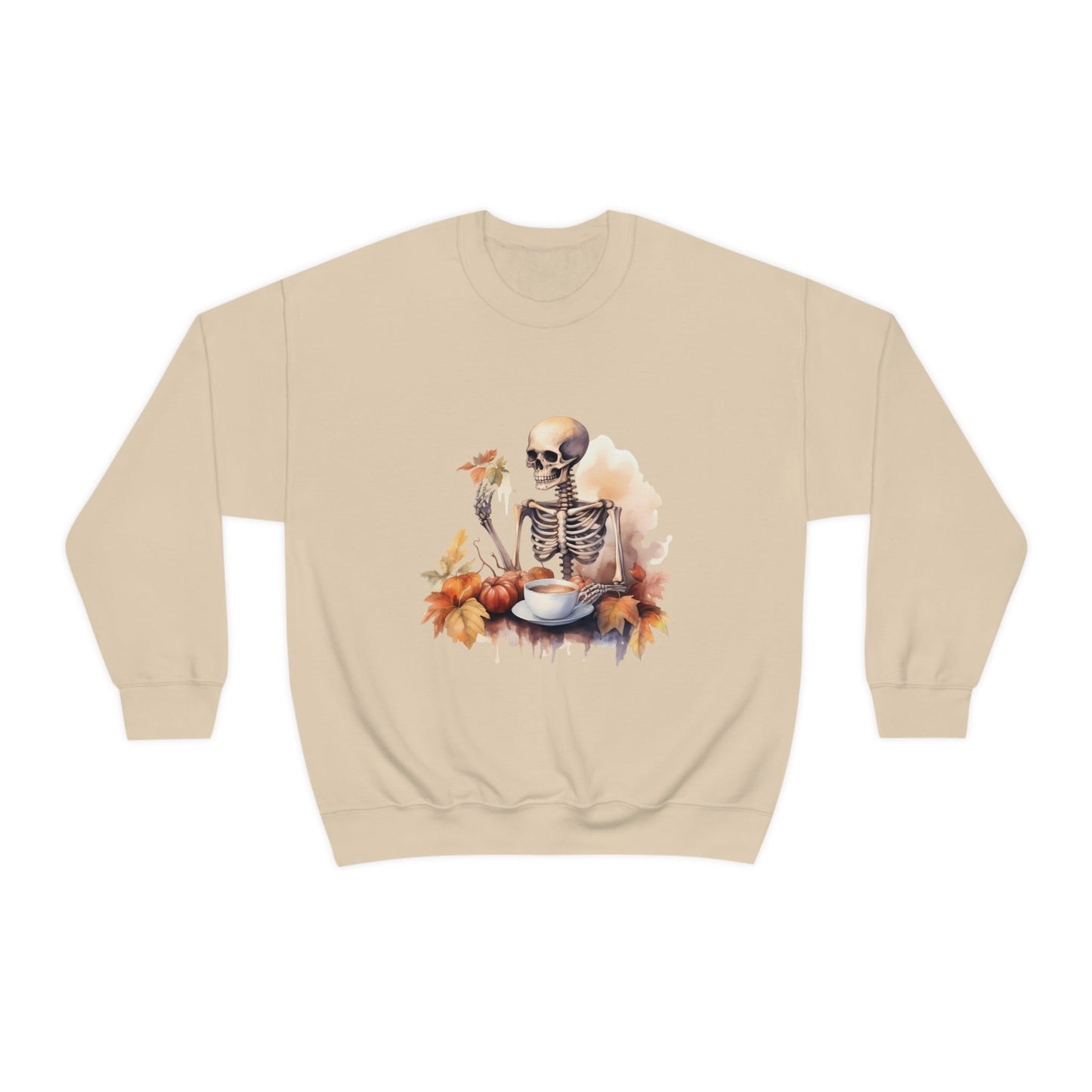 Autumn Skeleton Crewneck Sweatshirt PulloverSweatshirtVTZdesignsSSandcoffeeCrew neckDTG