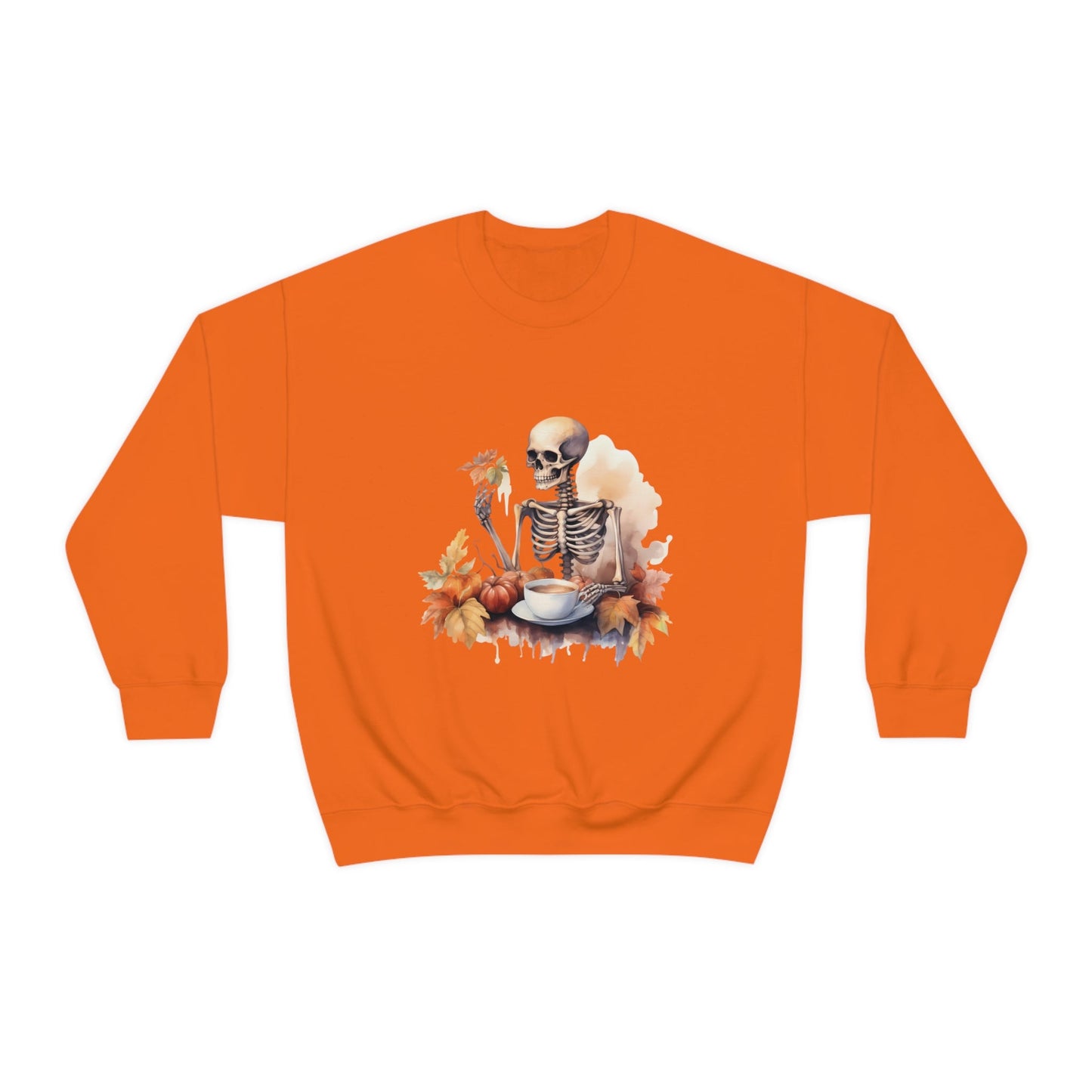 Autumn Skeleton Crewneck Sweatshirt PulloverSweatshirtVTZdesignsSOrangecoffeeCrew neckDTG