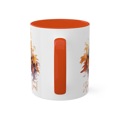 Autumn Soul Cute Ghost in Pile of Leaves Colorful Mug 11ozMugVTZdesigns11ozBlack11 ozaccent mugautumn