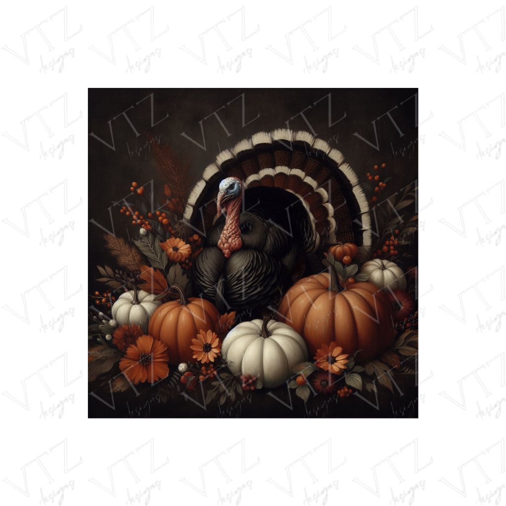 Autumn Turkey PosterVTZdesigns5″×7″Art & Wall Decorautumnautumn florals