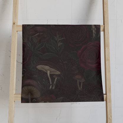 Mushrooms Roses and Spiderwebs Hand Towel
