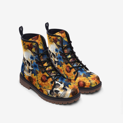 Skulls and Sunflowers Combat Boots