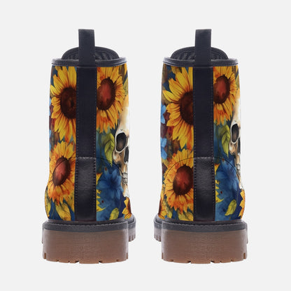Skulls and Sunflowers Combat Boots