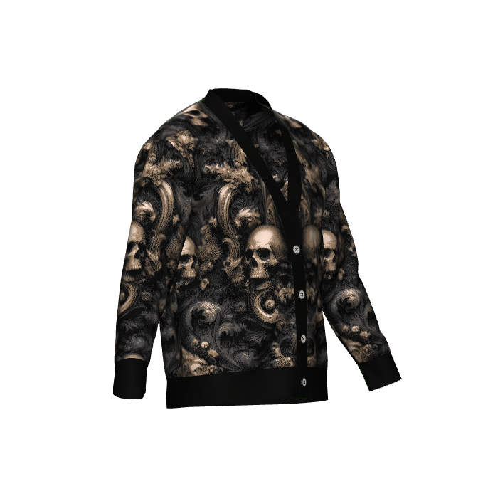 Baroque Skulls Button Down Knit CardiganSweatshirtVTZdesignsXSbaroquecardiganclothes