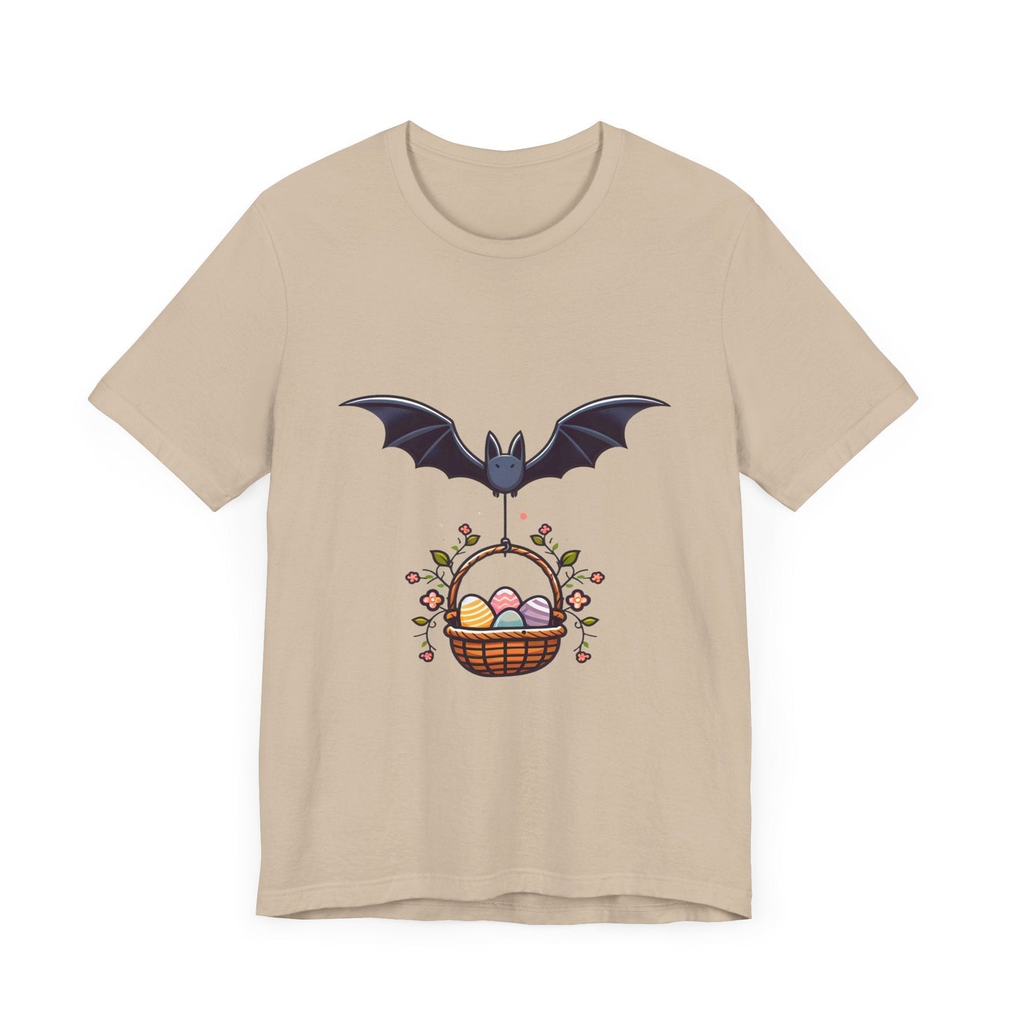 Bat With Easter Basket Short Sleeve Tee ShirtT - ShirtVTZdesignsTanXSbatsCottonCrew neck