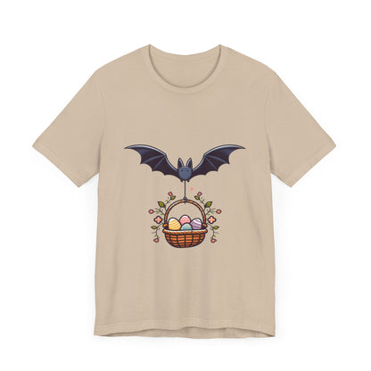 Bat With Easter Basket Short Sleeve Tee ShirtT - ShirtVTZdesignsTanXSbatsCottonCrew neck