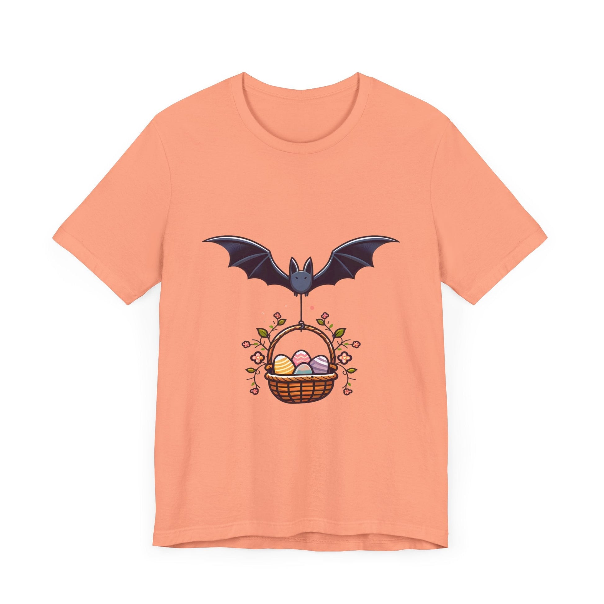 Bat With Easter Basket Short Sleeve Tee ShirtT - ShirtVTZdesignsSunsetXSbatsCottonCrew neck