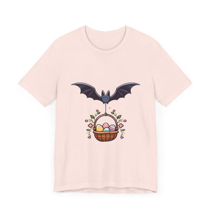 Bat With Easter Basket Short Sleeve Tee ShirtT - ShirtVTZdesignsSoft PinkXSbatsCottonCrew neck