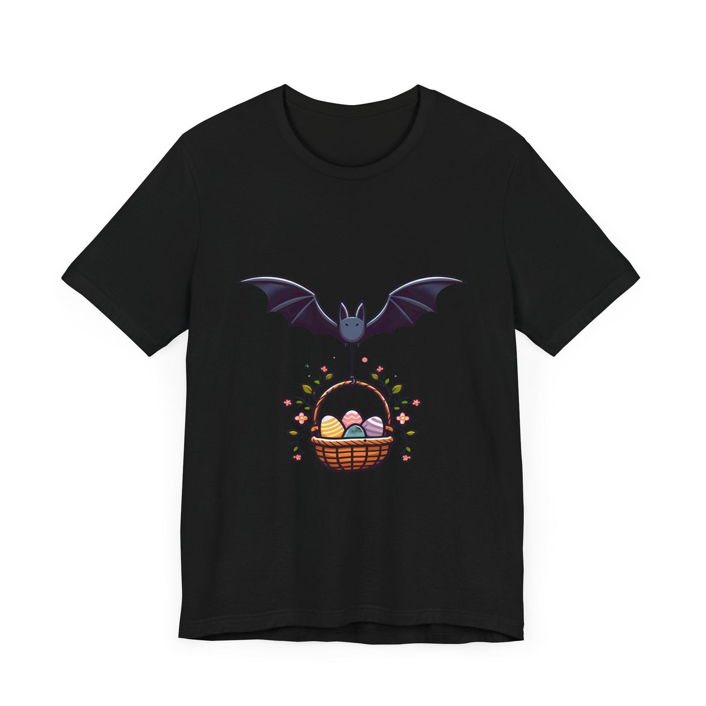 Bat With Easter Basket Short Sleeve Tee ShirtT - ShirtVTZdesignsBlackXSbatsCottonCrew neck