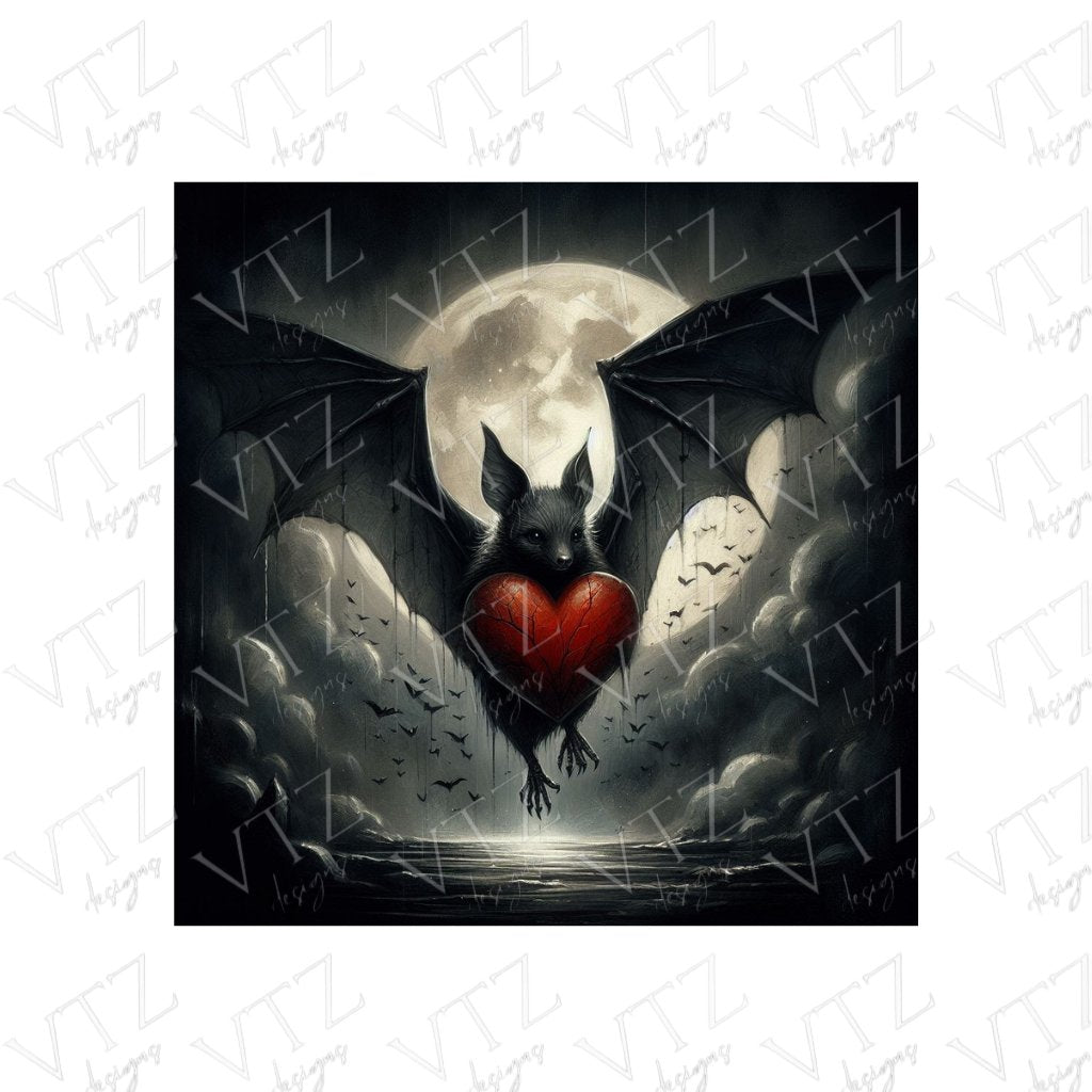Bat With Heart PosterPrint MaterialVTZdesigns13x18 cm / 5x7″academiaArt & Wall Decorbats