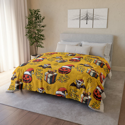 Bats and Pumpkins Spooky Christmas BlanketHome DecorVTZdesigns60" × 80"BedBeddingBlankets