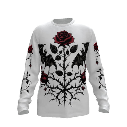 Bats and Rose Thorns Long Sleeve Tee ShirtLong - sleeveVTZdesignsFormal GraySbatsclothesclothing