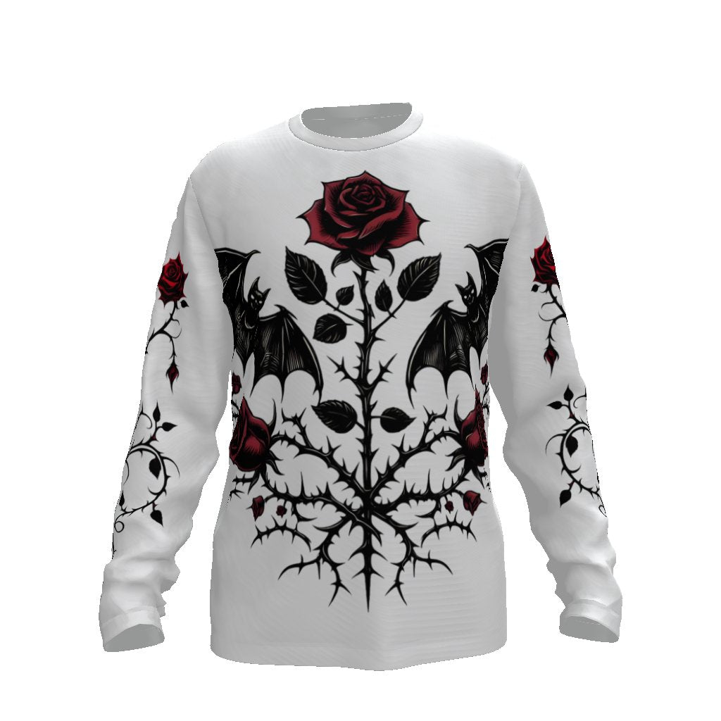 Bats and Rose Thorns Long Sleeve Tee ShirtLong - sleeveVTZdesignsLucent WhiteSbatsclothesclothing