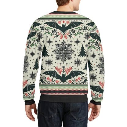 Bats Trees and Snowflakes Pullover SweaterSweatshirtVTZdesignsWhiteSchristmasclothinggothic