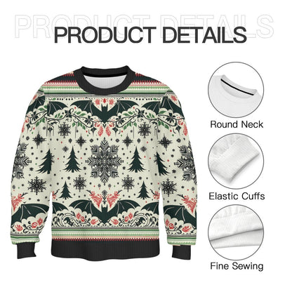 Bats Trees and Snowflakes Pullover SweaterSweatshirtVTZdesignsWhiteSchristmasclothinggothic