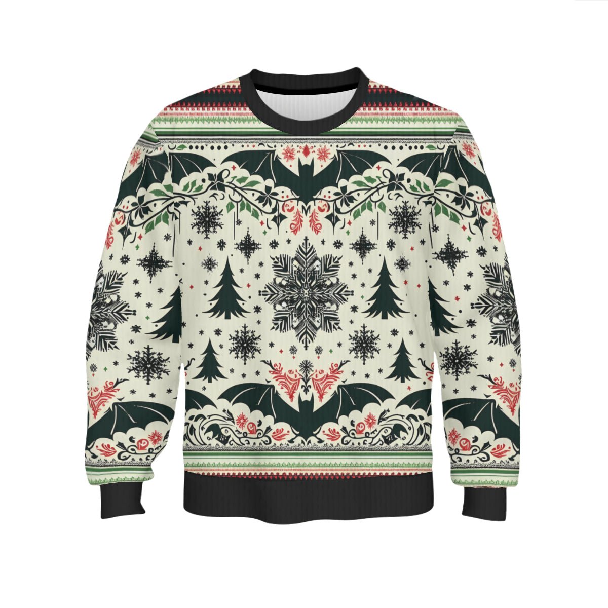 Bats Trees and Snowflakes Pullover SweaterSweatshirtVTZdesignsWhiteSchristmasclothinggothic