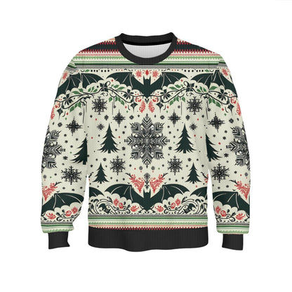 Bats Trees and Snowflakes Pullover SweaterSweatshirtVTZdesignsWhiteSchristmasclothinggothic