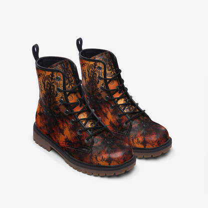 Orange and Black Lacey Damask Combat Boots