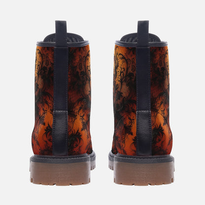 Orange and Black Lacey Damask Combat Boots