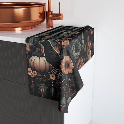 Striped Florals and Raven Hand Towel