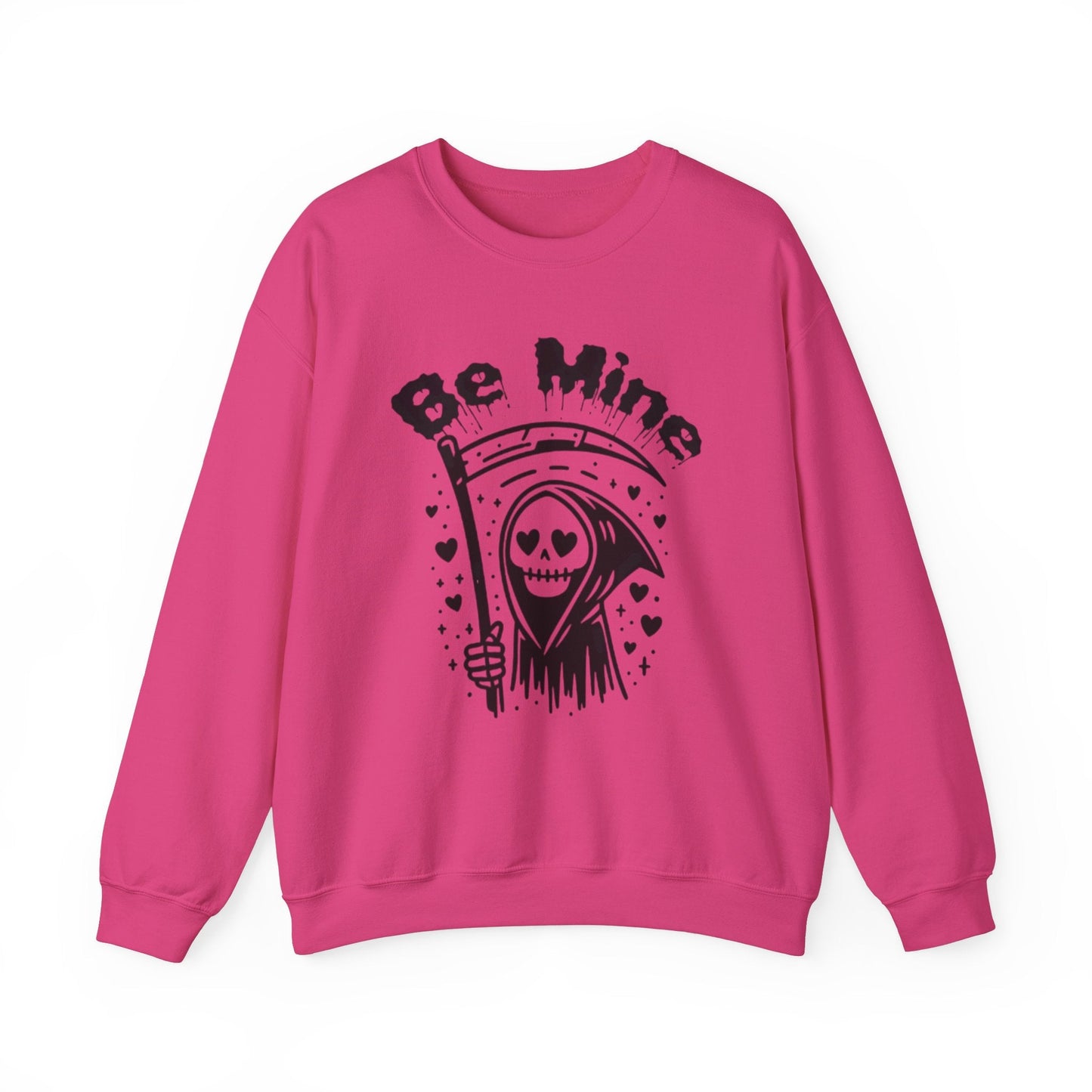 Be Mine Grim Reaper Pullover Crewneck SweatshirtSweatshirtVTZdesignsSHeliconiaclothingCrew neckdark humor