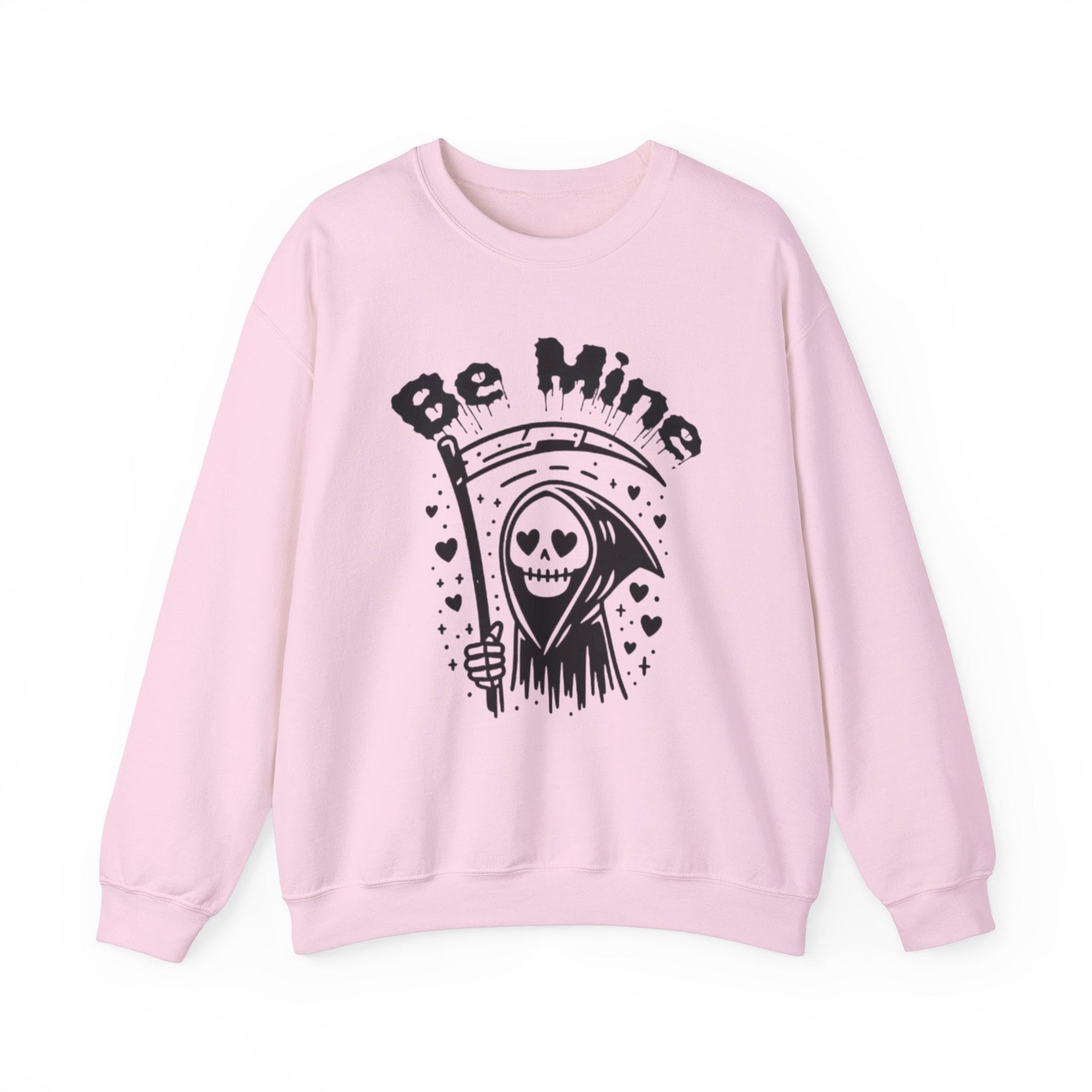 Be Mine Grim Reaper Pullover Crewneck SweatshirtSweatshirtVTZdesignsSLight PinkclothingCrew neckdark humor