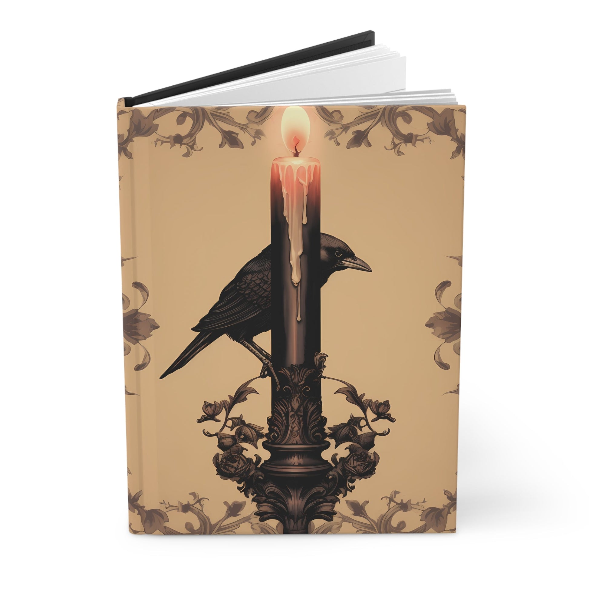 Black Beige Baroque Style Crow Behind Tapered Candle Hardcover JournalPaper productsVTZdesignsJournalantiquebaroquecandle
