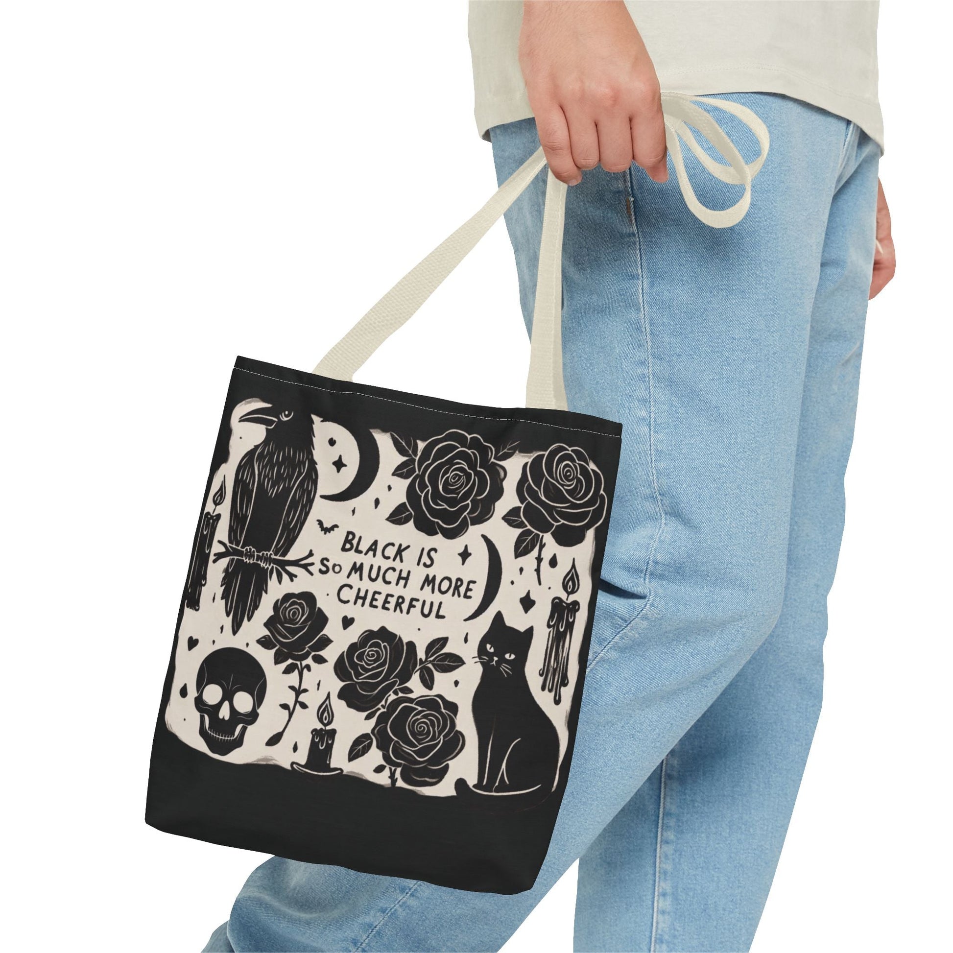 Black Is So Much More Cheerful Tote BagBagsVTZdesigns18" × 18''BeigeAccessoriesAll Over PrintAssembled in the USA