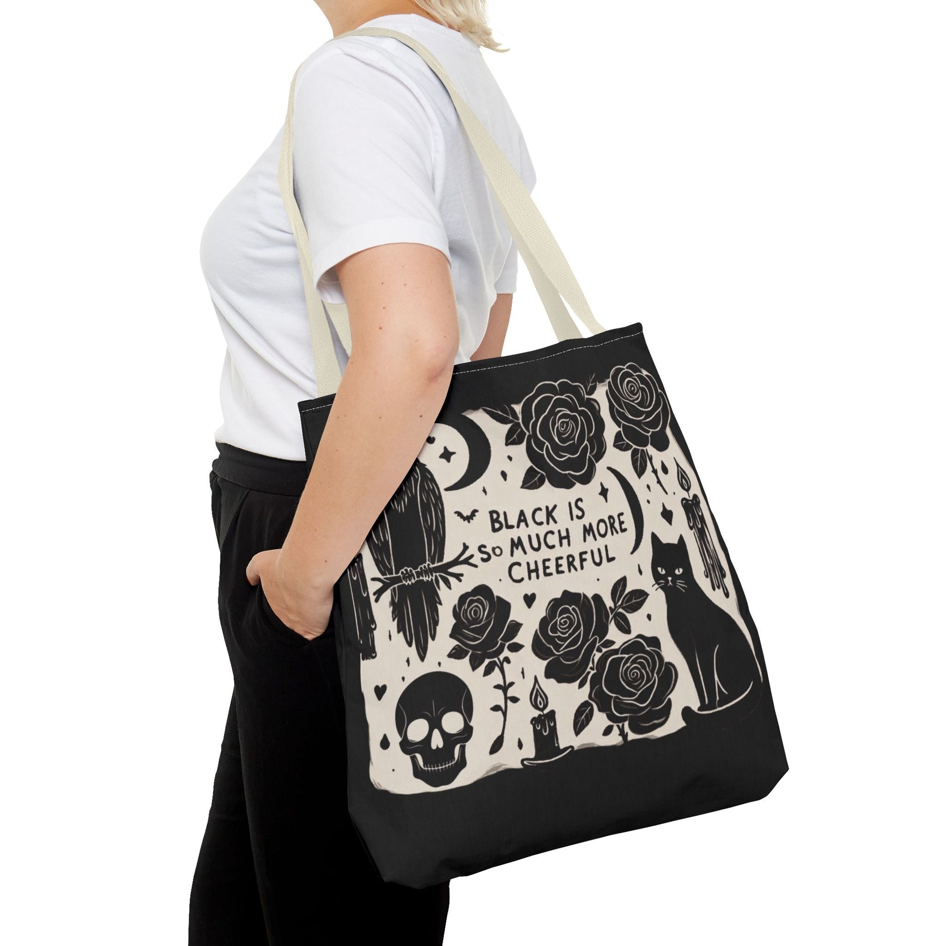 Black Is So Much More Cheerful Tote BagBagsVTZdesigns18" × 18''BeigeAccessoriesAll Over PrintAssembled in the USA