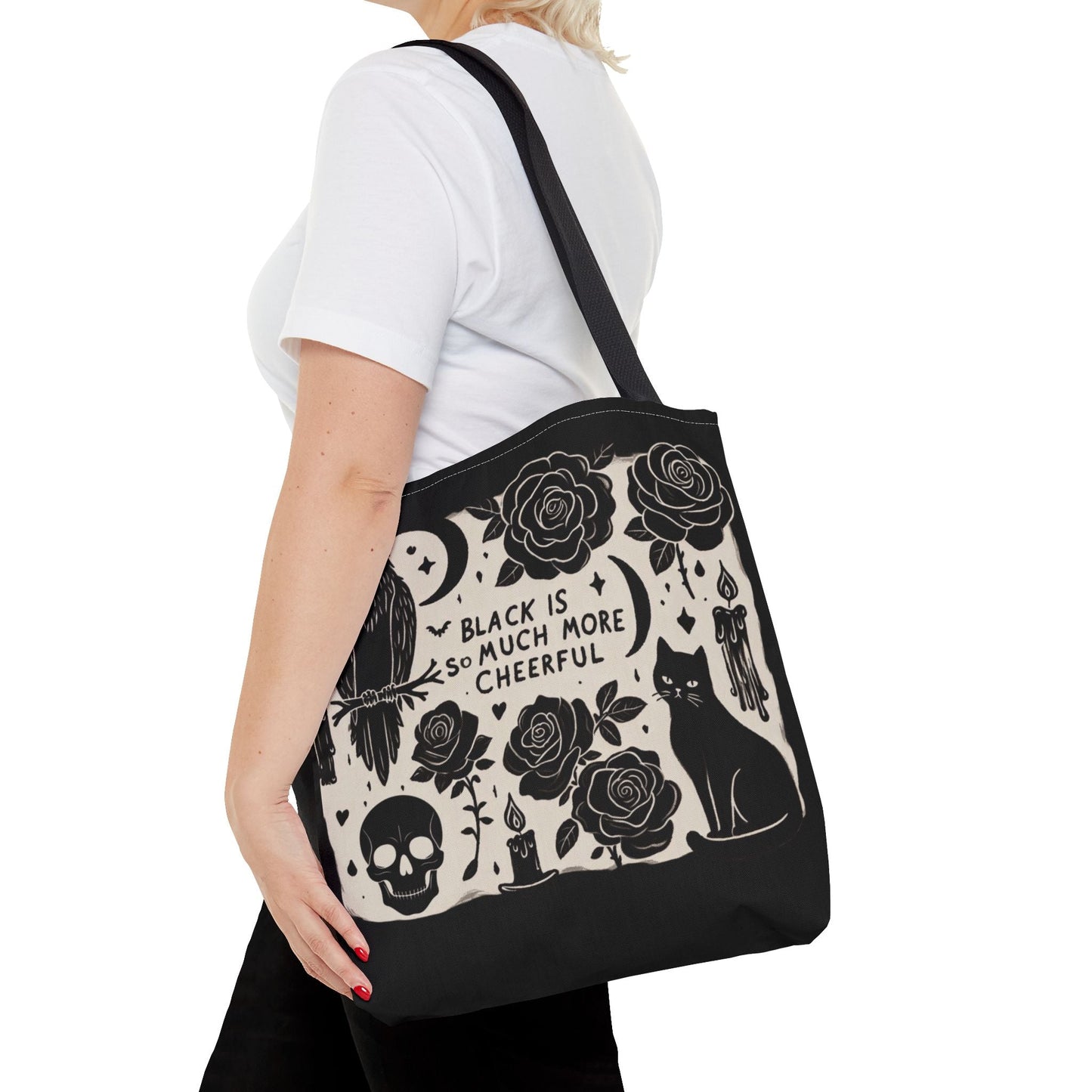 Black Is So Much More Cheerful Tote BagBagsVTZdesigns18" × 18''BeigeAccessoriesAll Over PrintAssembled in the USA