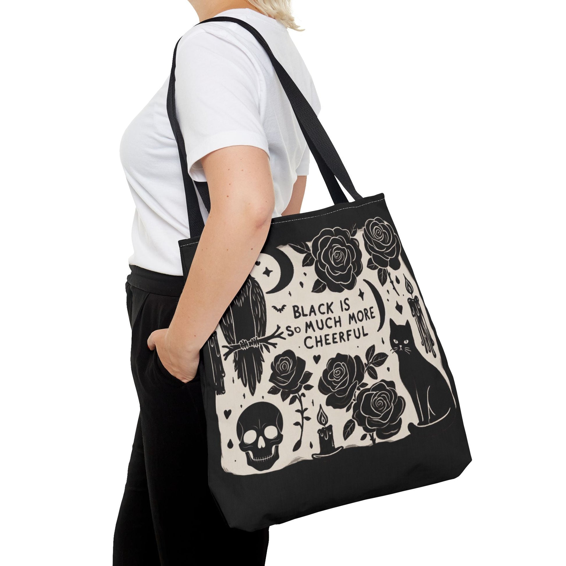 Black Is So Much More Cheerful Tote BagBagsVTZdesigns18" × 18''BeigeAccessoriesAll Over PrintAssembled in the USA