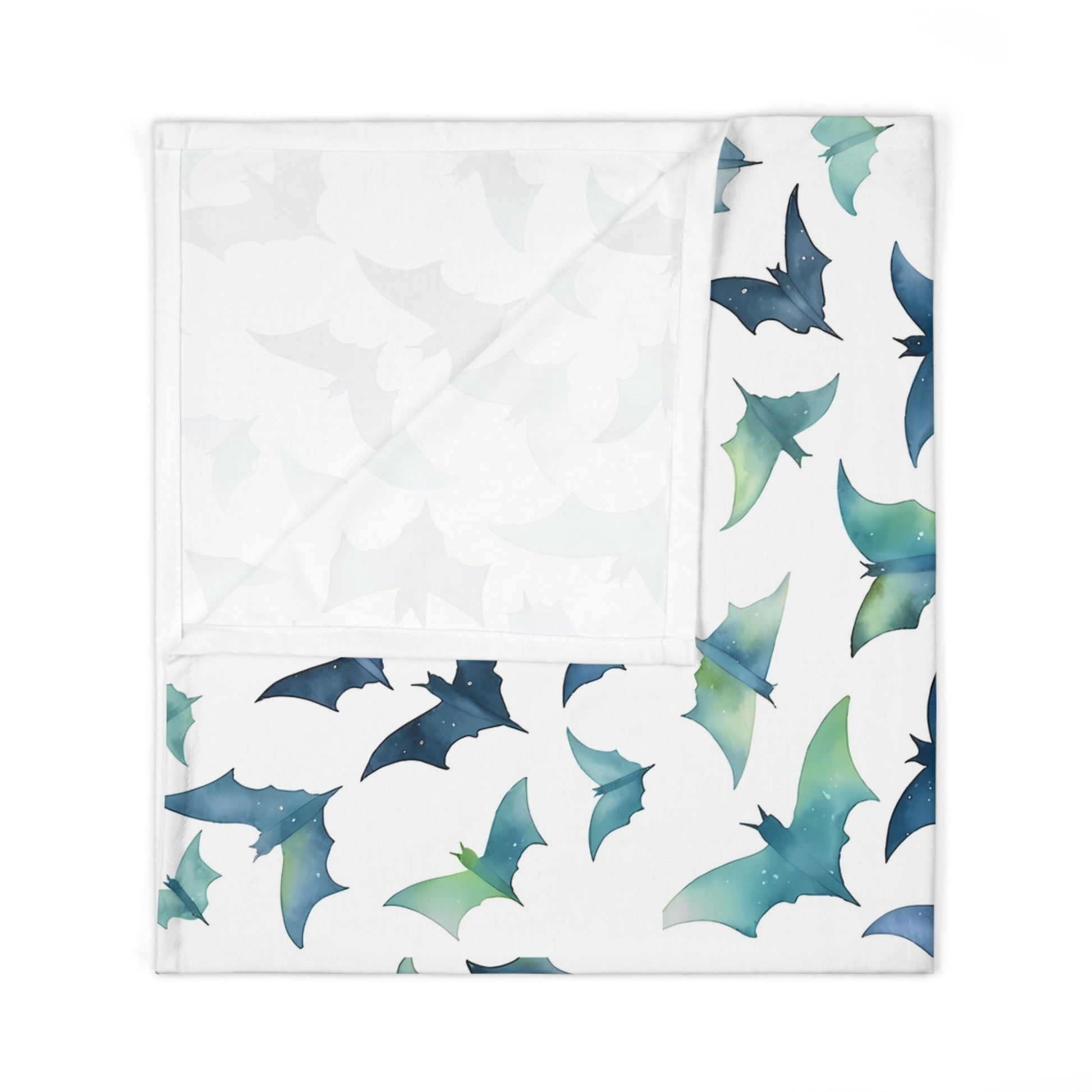 Blue Green Watercolor Bats Boys Baby Swaddle BlanketHome DecorVTZdesigns30" × 40"WhiteAccessoriesAll Over PrintAOP