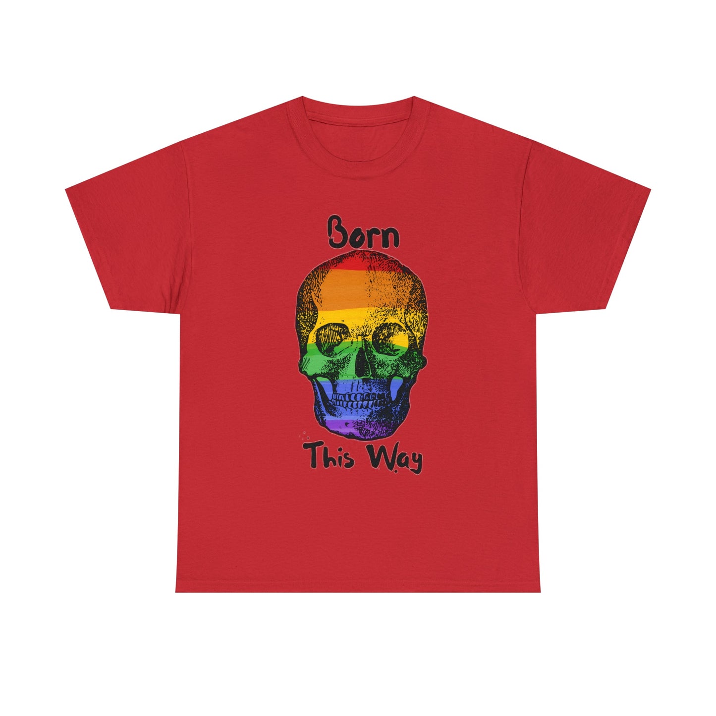 Born This Way Rainbow Skeleton Pride Unisex Heavy Cotton Tee ShirtT - ShirtVTZdesignsRedSCrew neckDTGlgbtq