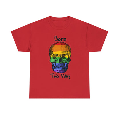 Born This Way Rainbow Skeleton Pride Unisex Heavy Cotton Tee ShirtT - ShirtVTZdesignsRedSCrew neckDTGlgbtq